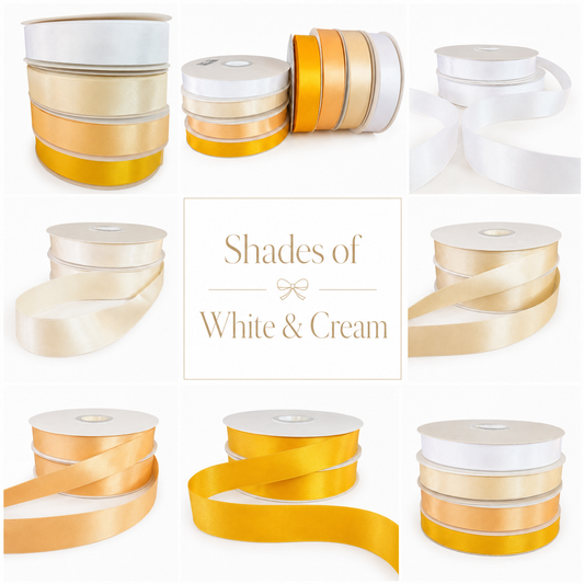 Panglică Satin Double Face – Shades of White / Cream