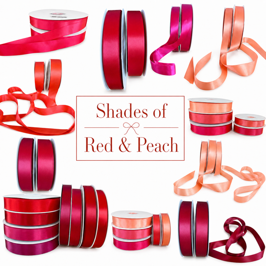 Panglică Satin Double Face – Shades of Red & Peach
