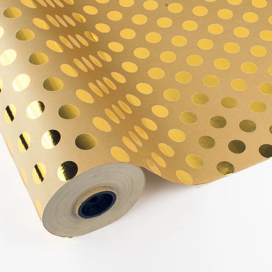 Gift Wrapping Paper with Metallic Gold Dots