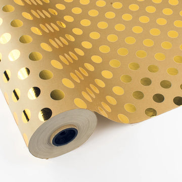 Gift Wrapping Paper with Metallic Gold Dots