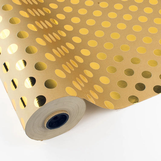 Gift Wrapping Paper with Metallic Gold Dots