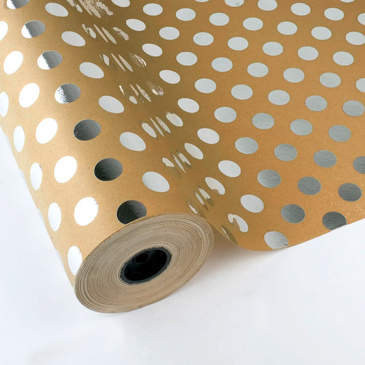Metallic Silver Dot Wrapping Paper Roll