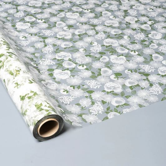 Polypropylene Coil Floral Print White with Green Plants