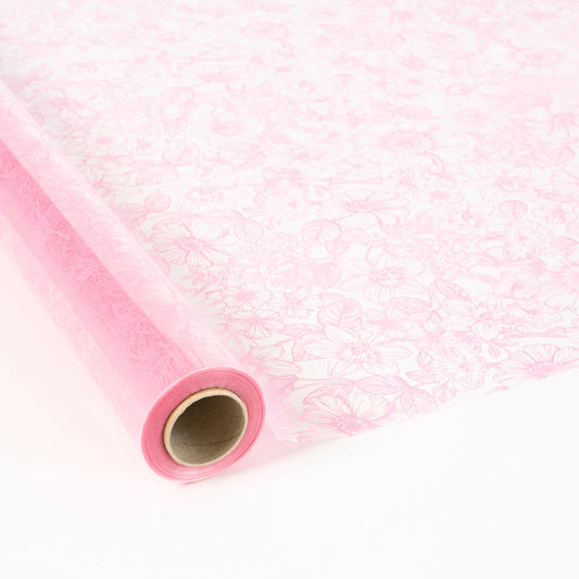 Pink Floral Pattern Transparent Polypropylene Spool