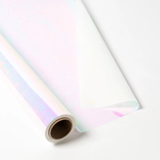 Double Sided Cellophane Rolls Iridescent Cream 70cm x 25m
