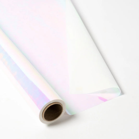 Double Sided Cellophane Rolls Iridescent Cream 70cm x 25m